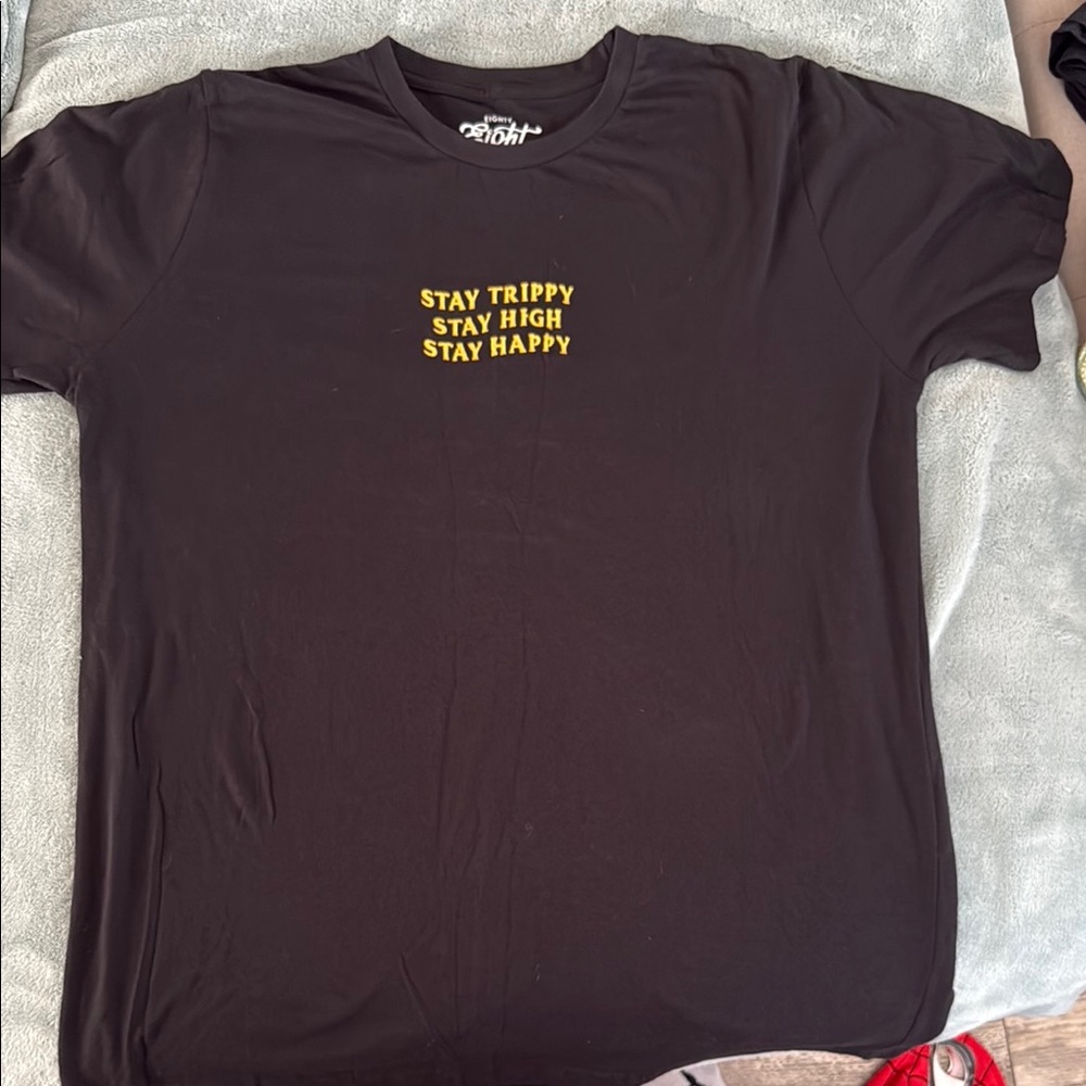 Eighty Eight Black Tee with Yellow Slogan